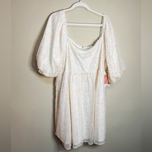 Sparkly Rainbow Daisy Puff Dress NWT